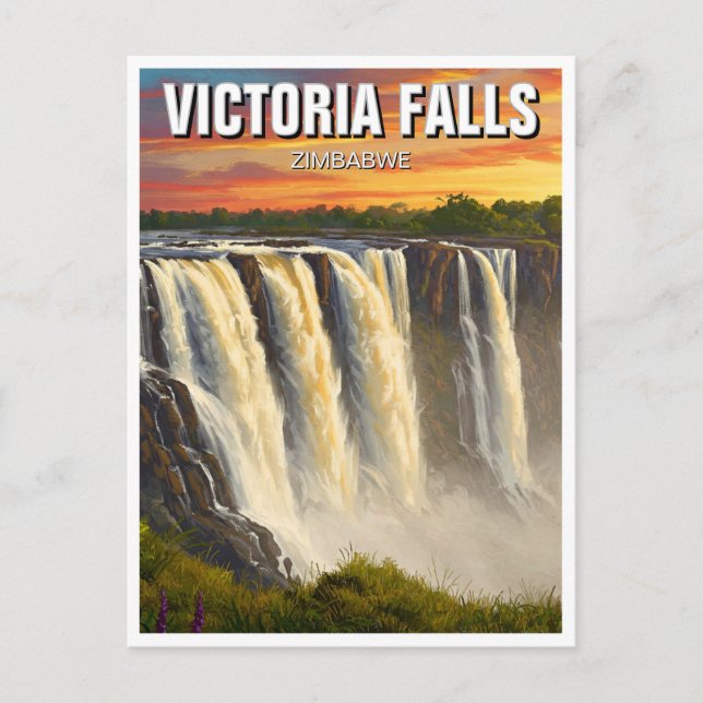 Zimbabwe Victoria Falls Travel Postkarte (Vorderseite)