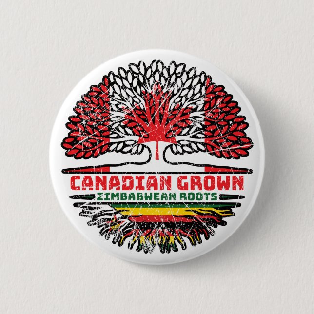 Zimbabwe Zimbabwean Canadian Canada Tree Roots Button (Vorderseite)