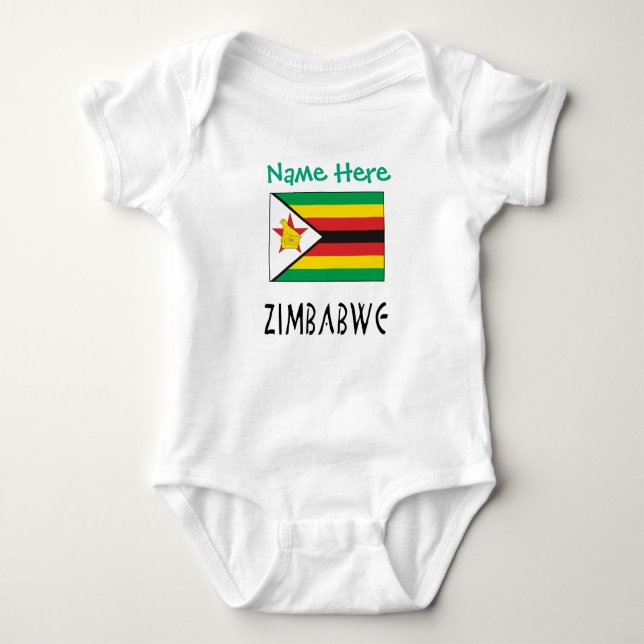 Zimbabwe Zimbabwean Flag Personalized Text Baby Strampler (Vorderseite)