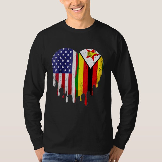 Zimbabwean American Patriot Grown Country Melting  T-Shirt (Vorderseite)
