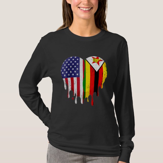 Zimbabwean American Patriot Grown Country Melting  T-Shirt (Vorderseite)