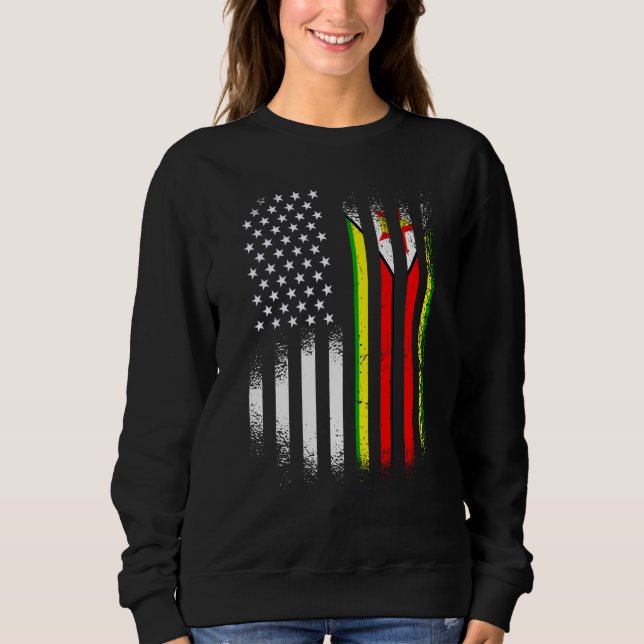 Zimbabwean American Patriot Grown Country USA Flag Sweatshirt (Vorderseite)