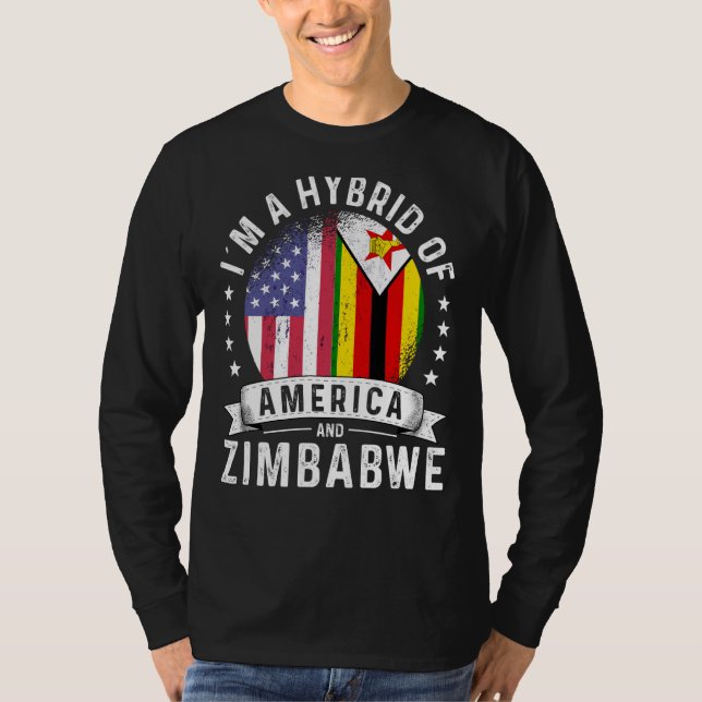 Zimbabwean American Patriot Grown Flag Humor T-Shirt (Vorderseite)