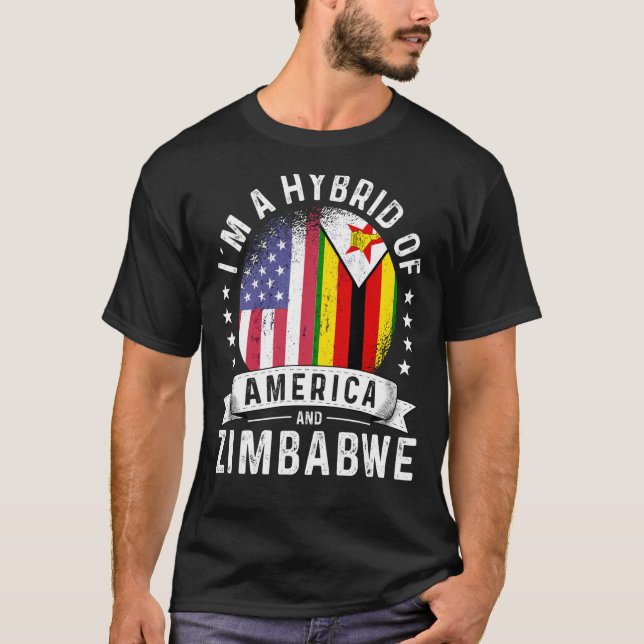 Zimbabwean American Patriot Grown Flag Humor T-Shirt (Vorderseite)