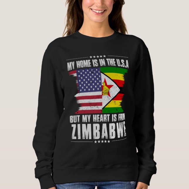 Zimbabwean American Patriot Grown Proud Home Heart Sweatshirt (Vorderseite)
