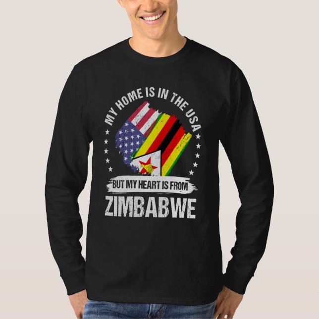 Zimbabwean American Patriot Grown Proud My Heart i T-Shirt (Vorderseite)