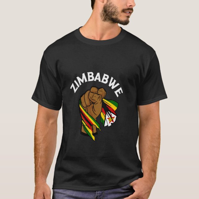 Zimbabwean Pride Zimbabwean Flag Zimbabwe Handfist T-Shirt (Vorderseite)