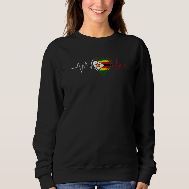 Zimbabweans Heartbeat Zimbabwe Flag Mens Womens Ki Sweatshirt (Vorderseite)