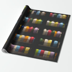 ZIMMER MIT TÜREN IN UNTERSCHIEDLICHEN FARBEN GESCHENKPAPIER