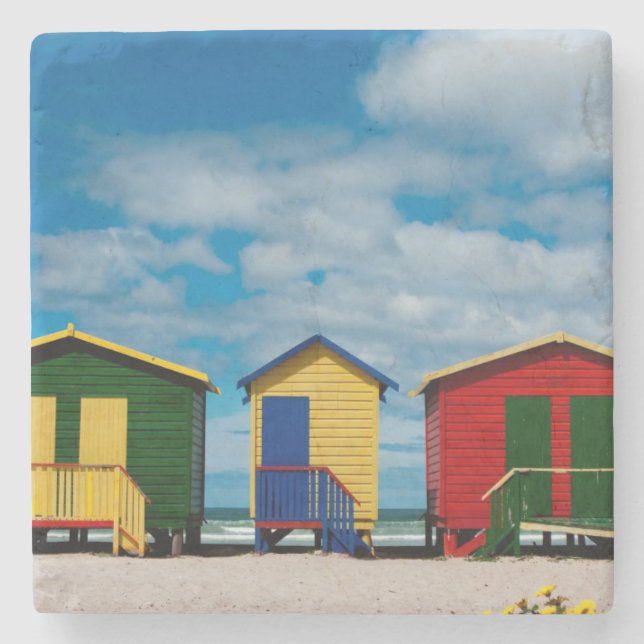 Zimmer wechseln. Muizenberg Beach, Kapstadt Steinuntersetzer (Vorderseite)