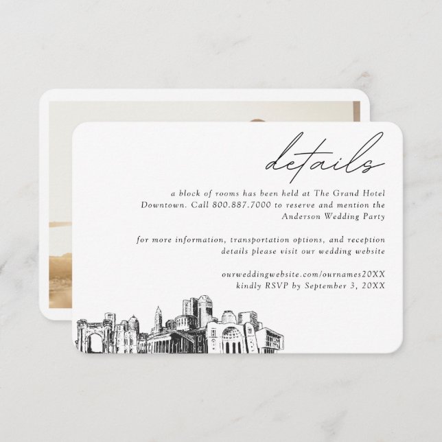 Zimmerdetails des Columbus Wedding Hotels Begleitkarte (Vorne/Hinten)