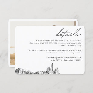 Zimmerdetails des Washington DC Wedding Hotels Begleitkarte