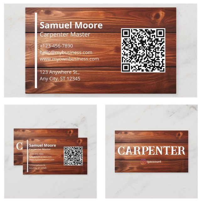 Zimmerei-Vorlagen QR-Code-Generator Visitenkarte (Carpenter Templates QR Code Generator Business Card
)