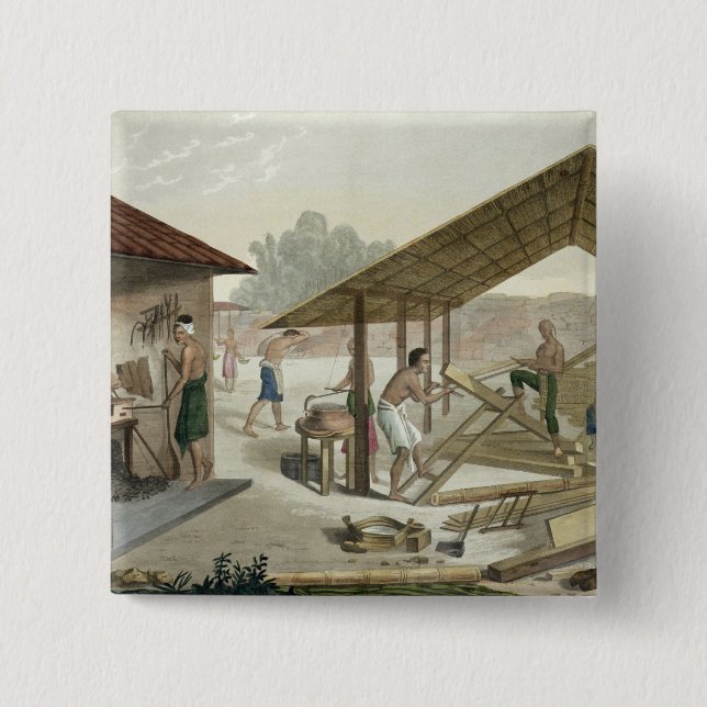 Zimmerei-Werkstatt in Kupang, Timor, überziehen 6 Button (Vorderseite)