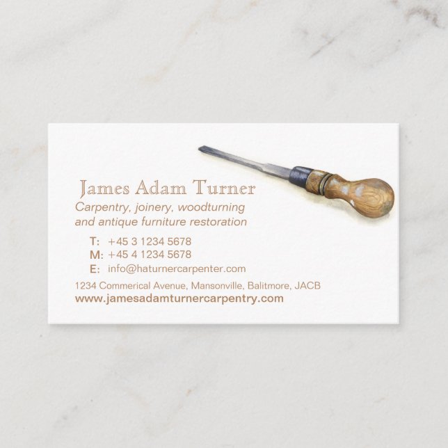 Zimmereitischlermeißel-Kunst-Visitenkarte Visitenkarte (Vorderseite)