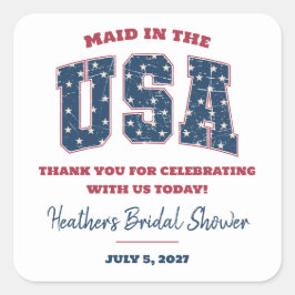 Zimmermädchen in den USA, Sterne, Streifen-Brautpa Quadratischer Aufkleber