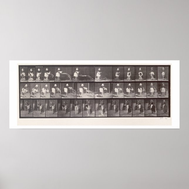 Zimmermädchen wirft einen Eimer Wasser, Platte 404 Poster (Vorne)