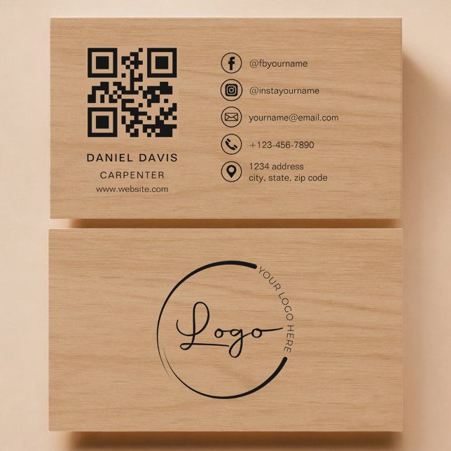 Zimmermann Holz Professioneller QR-Code Visitenkarte (Von Creator hochgeladen)