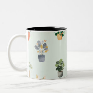 Zimmerpflanzen-Muster Botanisches Design für Innen Zweifarbige Tasse