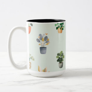 Zimmerpflanzen-Muster Botanisches Innenraum-Pflanz Zweifarbige Tasse