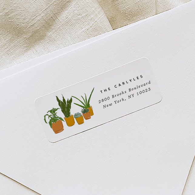 Zimmerpflanzen sind umgezogen - illustrierte Rücks (House Plants Have Moved Illustrated Return Address Label)