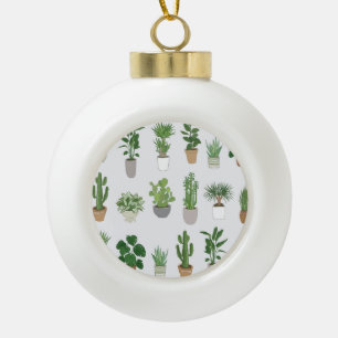 Zimmerpflanzen, vintage Doodle-Muster Keramik Kugel-Ornament