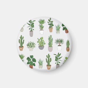 Zimmerpflanzen, vintage Doodle-Muster Magnet