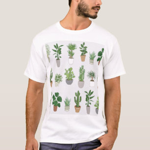 Zimmerpflanzen, vintage Doodle-Muster T-Shirt