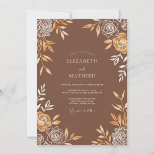 Zimt-Gold-Blatt-Hochzeit Einladung