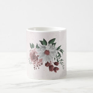 Zimt Rose Rosa und weiße Blumengrün Kaffeetasse