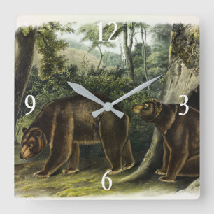 Zimtbär aus Audubons Quadrupeds Quadratische Wanduhr