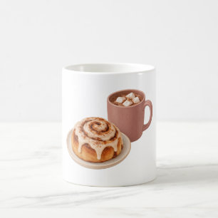 Zimtschnecke und Kakao Kaffeetasse