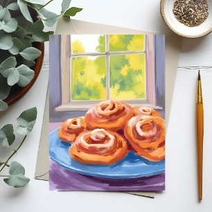 Zimtschnecken   Aquarell-Bäckerei Postkarte