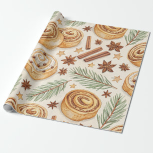 Zimtschnecken und Gewürze - Weihnachtsbäckerei Geschenkpapier