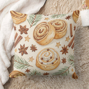 Zimtschnecken und Gewürze - Weihnachtsbäckerei Kissen