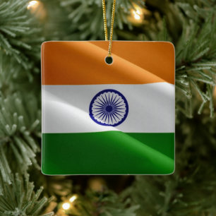 zIN002 indische schwingende FLAG Indien, Keramikornament