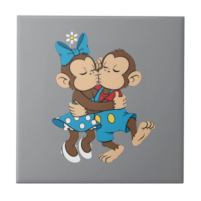 Zina und Mimo Liebeskuss Fliese (Vorderseite)