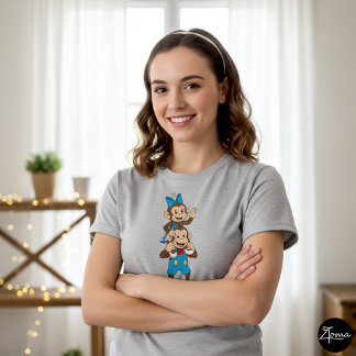 Zina und Mimo trägt sie auf seiner Schulter. T-Shirt