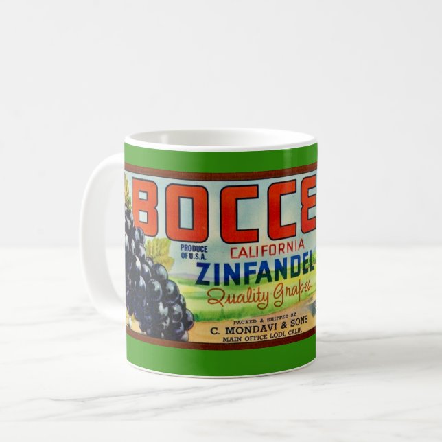 Zinfandel-Trauben Bocce Etikett Tasse (Vorderseite Links)