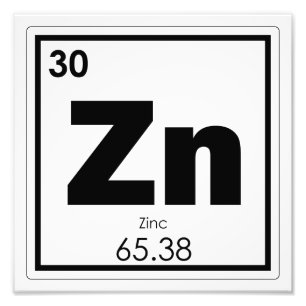 Zink-chemisches Element-Symbol-Chemie-Formel Fotodruck