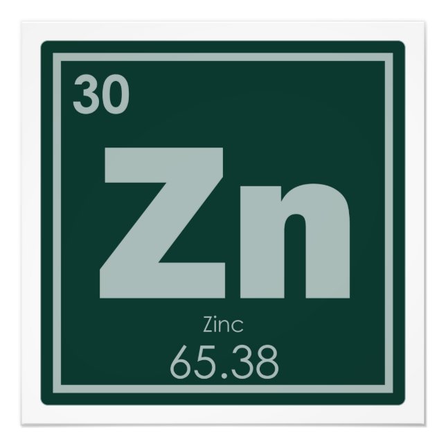Zink-chemisches Element-Symbol-Chemie-Formel Fotodruck (Vorne)