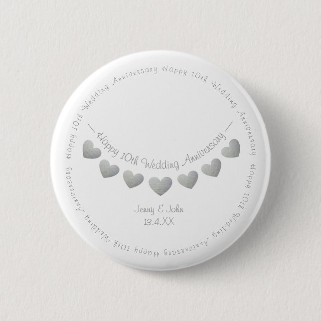 Zinn/Aluminium Hochzeitstag Button (Vorderseite)