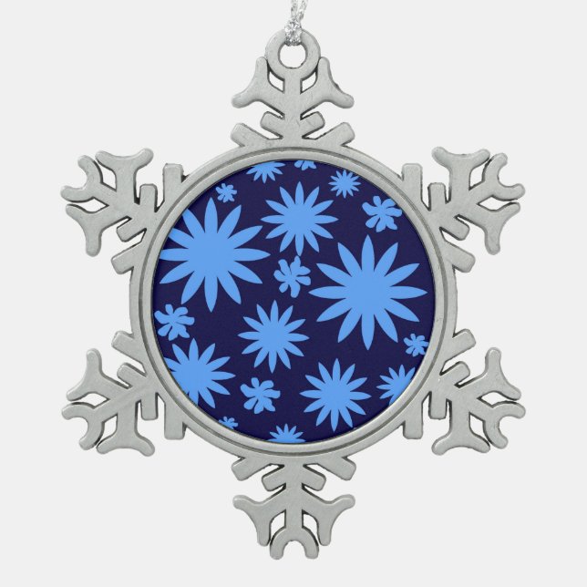 Zinn-Baum-Verzierungs-Blau-Gewohnheit Schneeflocken Zinn-Ornament (Vorderseite)