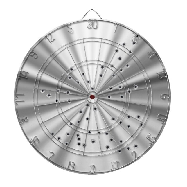 Zinn-Dose-Metall mit Einschusslöchern Dartscheibe (vorne)