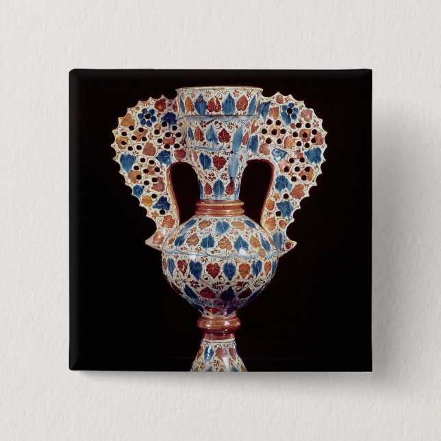 Zinn-glasig-glänzender Vase mit Glanzdekoration Button (Vorderseite)