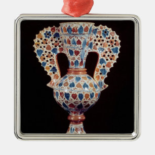 Zinn-glasig-glänzender Vase mit Glanzdekoration Silbernes Ornament