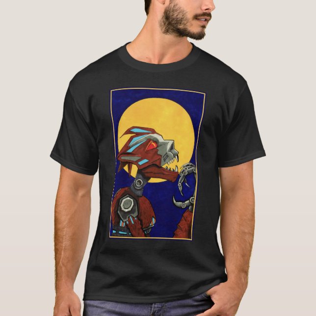 Zinn heult der robotische Werwolf T-Shirt (Vorderseite)