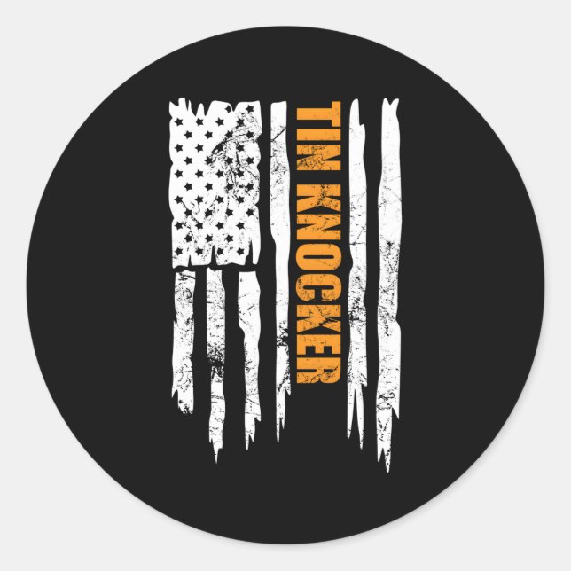 Zinn Knocker Sheet Metal Worker American Vertical  Runder Aufkleber (Vorderseite)