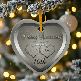 Zinn-Look 10 Jahre Jubiläum-Ornament Keramikornament