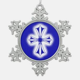 Zinn-Schneeflocke-Verzierung/blaues keltisches Schneeflocken Zinn-Ornament